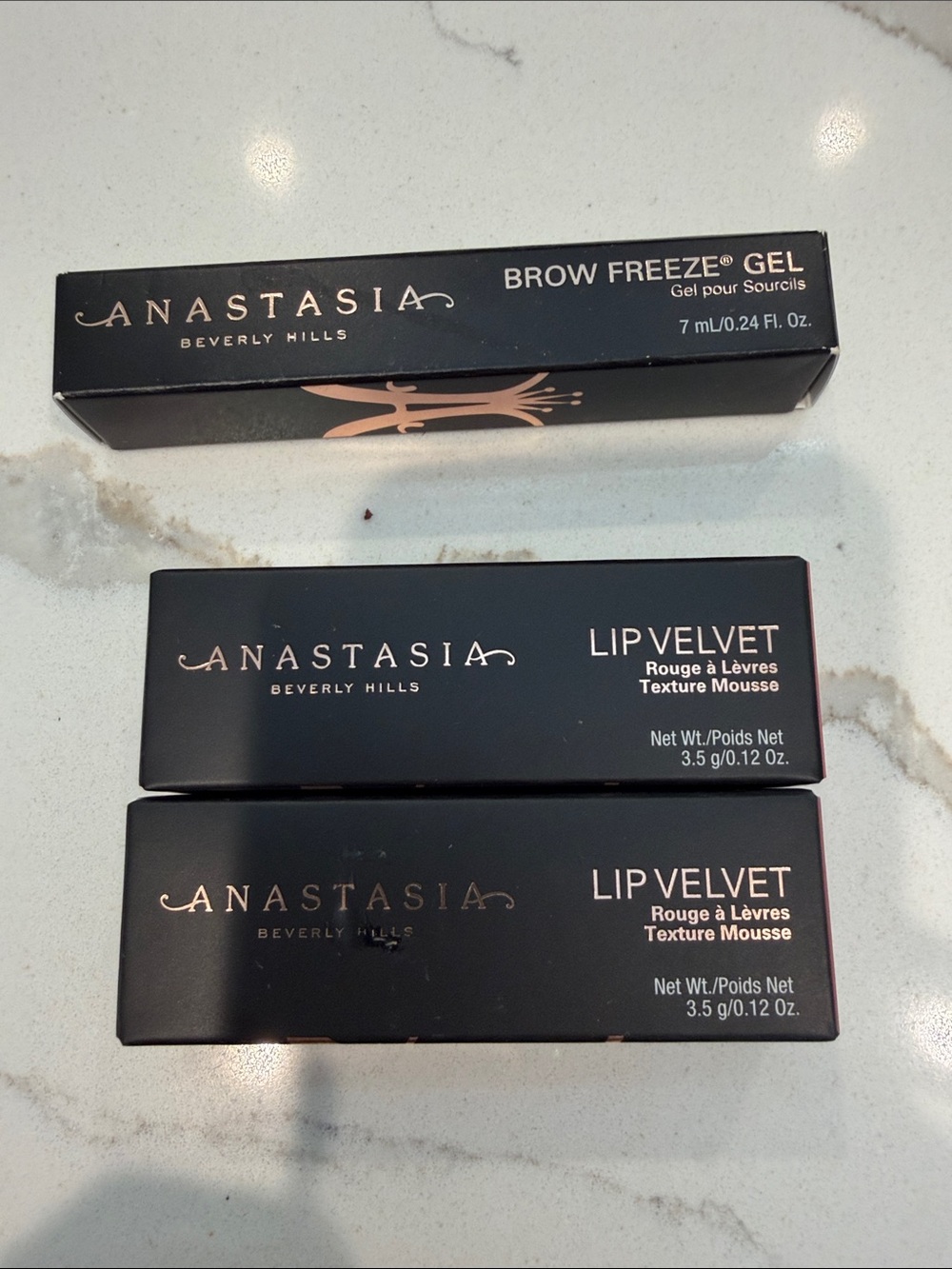 Anastasia Bev hills lip velvet in kiss and pure hollywood and freeze gel